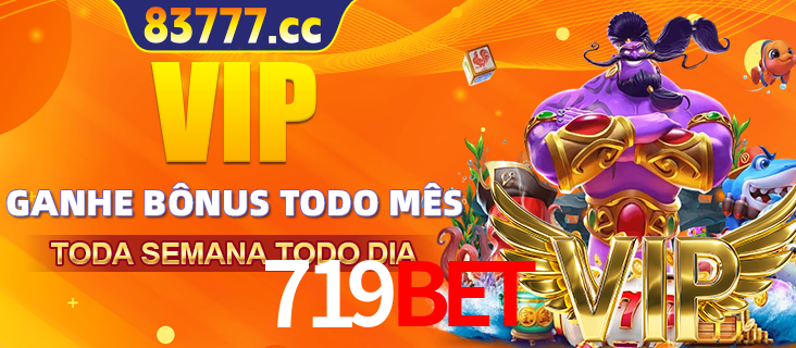 Banner promocional do 719BET oferecendo 100% de recompensas adicionais contínuas para quem fizer o login diário (Daily sign-in), com um mascote de coelho.