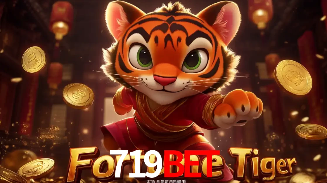 O carismático mascote do jogo de slot Fortune Tiger, um tigre fofo em pose de artes marciais, pronto para trazer sorte e multiplicadores de ganhos no cassino online 719BET.