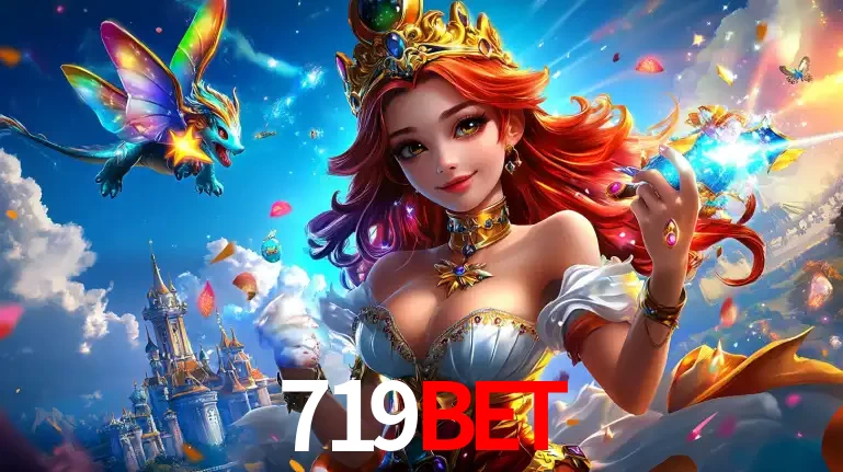 A princesa de um reino de fantasia mágico, com seu pequeno dragão, apresentando um mundo de prêmios encantados nos jogos de caça-níqueis do cassino 719BET.